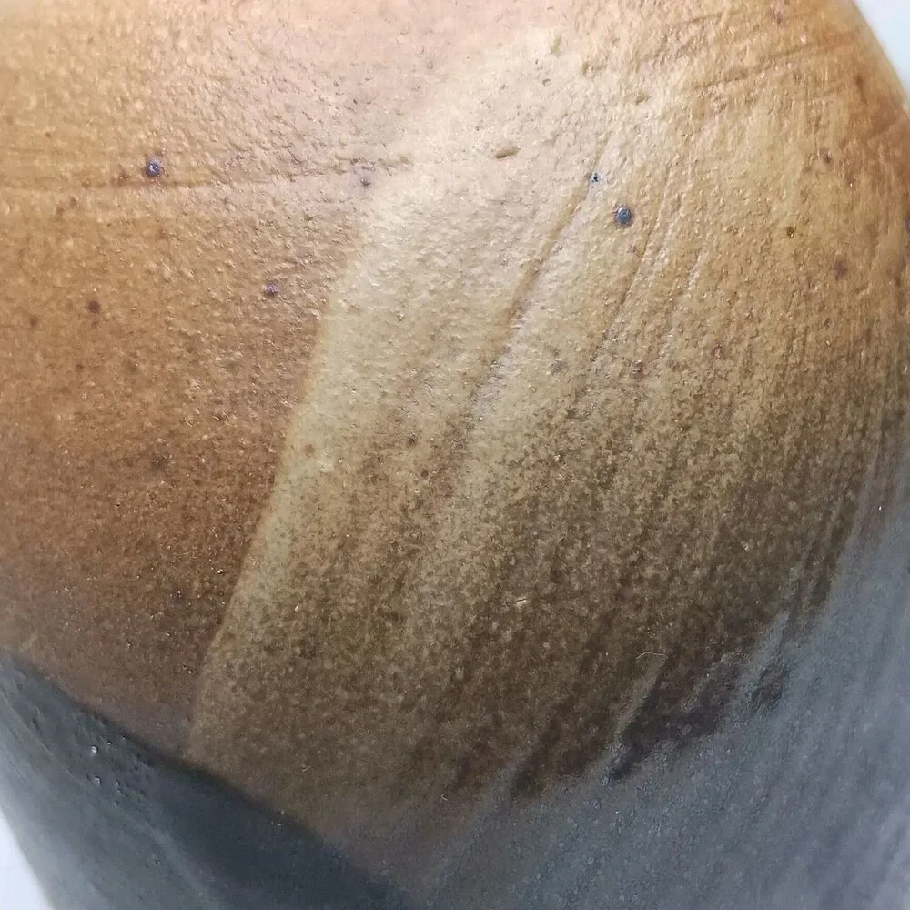 Studio Art Pottery Vase Stoneware Glazed Bud Vase Grey Brown Rust  4” X 2.5